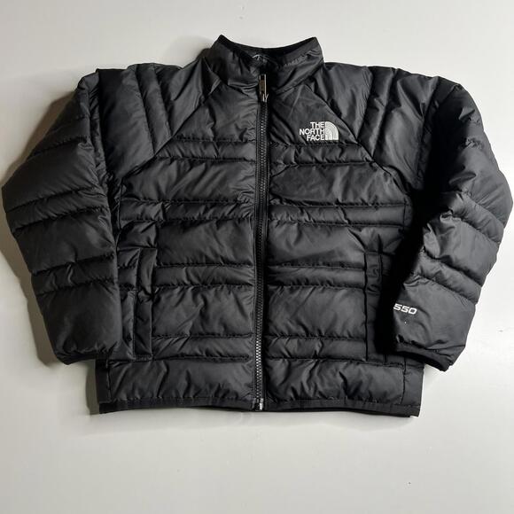 The North Face Jacket Kids 6 Black 550 Down Puffer Zip Front Logo Winter